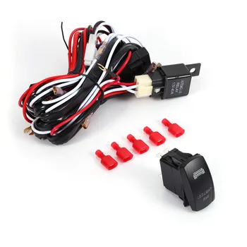 Promotion! 1*Wiring Harness+1* LED Switch +5 x Connectors Rocker Switch 40A Relay Fuse