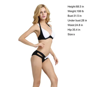 Plus size 3xl Sexy Patchwork Criss Cross Bikini Woman Swimsuit 2016 Bandage Swimwear female Push up Swimsuits Bathing Suit Black