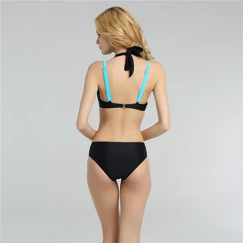 Plus size 3xl Sexy Patchwork Criss Cross Bikini Woman Swimsuit 2016 Bandage Swimwear female Push up Swimsuits Bathing Suit Black