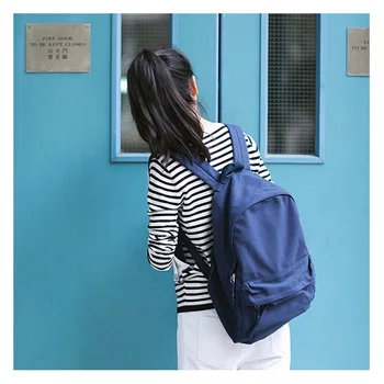 Design Fashion Black Canvas Women Preppy Style Backpack 16L Boys Solid Color Casual Travel Bag Girls School Bags Mochila Bagpack