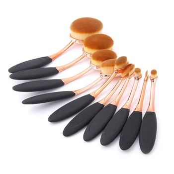 10 Piece/set Rose Gold Oval Makeup Brush Set Cosmetic Foundation Cream Powder Synthetic Brushes Tools Oval Brush