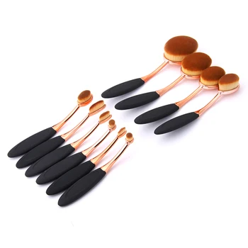 10 Piece/set Rose Gold Oval Makeup Brush Set Cosmetic Foundation Cream Powder Synthetic Brushes Tools Oval Brush