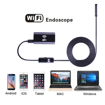 WIFI Iphone Android USB Endoscope Camera 8mm Lens 5M 3.5M 2M 1M HD720P Flexible Snake USB Inspection Borescope Laptop 2MP Camera