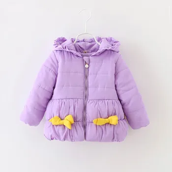 0-36M Winter Baby Coats Long Sleeve Baby Girl Keep Warm Sweet Knot Bow Hooded Coat Infant Kid Jacket Outwear