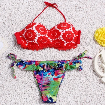 Biquinis Feminino Brasileiro New Design Women Bikini Set Sexy Bra Lace Swimsuit Push-up Swimwear Beach S to L