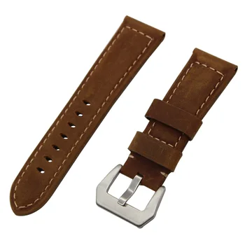 Genuine Leather Watch Band 22mm for Pebble Time / Steel Stainless Tang Buckle Strap Wrist Belt Bracelet Black Brown Green + Tool