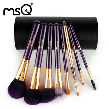 MSQ Professional 8pcs Make Up Brush Set Synthetic Makeup Brushes Tool With Black PU Cylinder