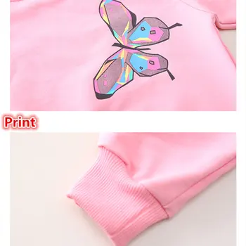 Kids Children Clothing Set Baby Girls Butterfly Pant Coat 2 Pcs Clothes Set Pink Grey Sportswear Tracksuit Sweatshirts + Pants