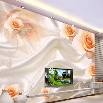 Beibehang wallpaper-3d background large painting Line art silk roses murales de pared hotel badroom wall mural for living room