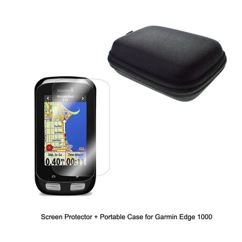 Outdoor Traveling Protect Portable Case Bag+Clear Screen Protector Shield Film for Garmin GPS Edge 1000