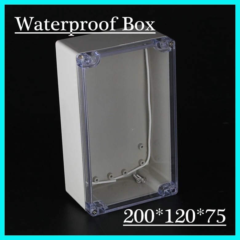 1 piece/lot) 200*120*75mm Clear ABS Plastic IP65 Waterproof Enclosure PVC Junction Box Electronic Project Instrument Case
