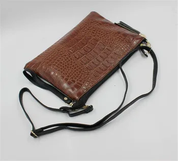 MeiyaShidun Women Clutch Bags Vintage Leather Crocodile Pattern Envelope Shoulder bag Small Messenger Solid Handbag purse bolsas