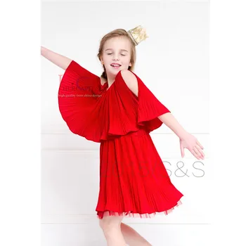 Fashion Robe Enfant Mariage Birthday Wedding Girl Spring dress Red Teenagers Ropa De Nina American Style Dresses For Girls