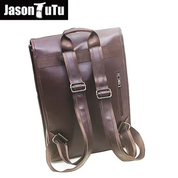 JASON TUTU vintage backpack mochilas men back pack Boys 14 inch laptop backpack PU leather double shoulder bag B379