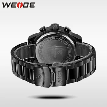 WEIDE Shock Resista Business Yellow Watch for men Quartz LCD Digital leather Movement Waterproofed Watch Men