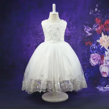 Asymmeterical Flower Girl Dresses for Wedding Sleeveless First Communion Dresses for Girls Lace Girls Summer Dresses 2017