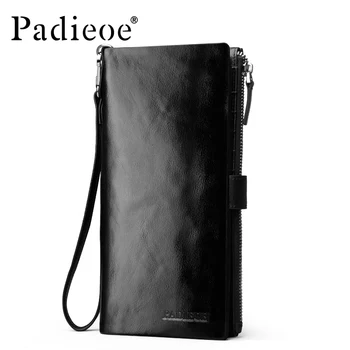 Padieoe long wallet men zipper pocket coin purse clutch for male key chain famous brand designer card holder