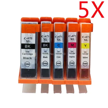 5PK with chip Compatible For CANON 470 471 PGI-470 CLI-471 ink cartridge For canon MG6840 MG5740 TS5040 printer