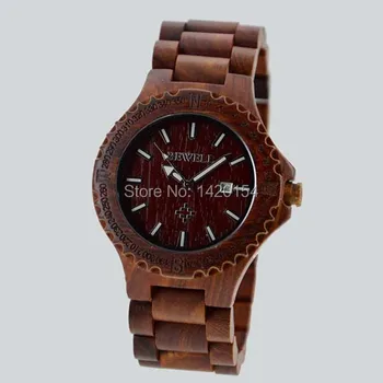 2016 Mens Wooden Watch Bewell Wood Wristwatch with Date in Stock