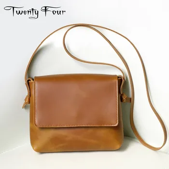 Twenty-four Genuine Leather Female Small Cross Body Bags Vintage Style With Solid Cover Flap Bags Famous Designer Shoulder Bags
