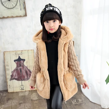 2017 new winter children clothing baby girls outerwear plus velvet thickening autumn and winter faux medium-long wadded jacket