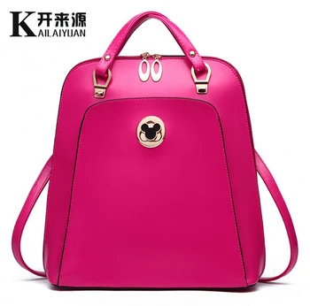 New 2017 solid color Elegant ladies backpack simple women backpack casual university school bags mochila