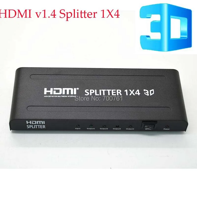 4 port HDMI 1.4 splitter 1x4 video audio switch switcher converter adapter support 3D 4K*2K