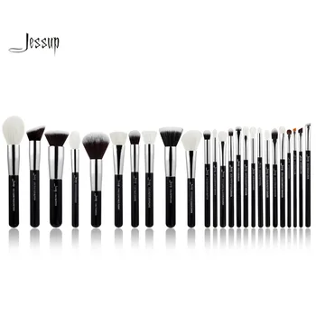 Jessup Black/Silver Professional Makeup Brushes Set Make up Brush Tools kit Foundation Powder Blushes natural-synthetic hair