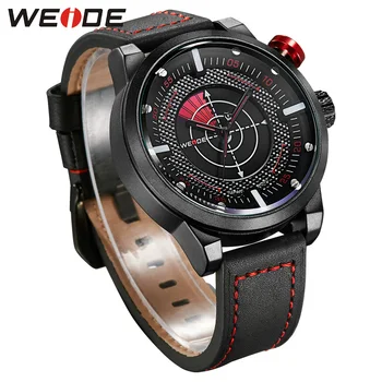 Resistant Men's Quartz Movement Military Leather Strap Orange Watches Casual Red Watch for Men Gift / WH5201
