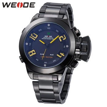 WEIDE Multiple Time Zone Fashion Brand Military Army Red Watches Analog Digital LED Display Water-proof Wristwatch WH1008