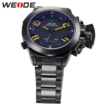 WEIDE Multiple Time Zone Fashion Brand Military Army Red Watches Analog Digital LED Display Water-proof Wristwatch WH1008