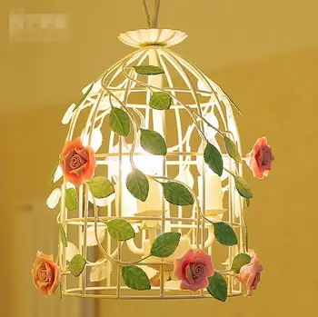 Birdcage Chandelier Iron decorative flower garden style restaurant, living room lamps bedroom balcony