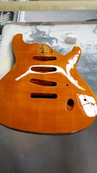 New electric guitar body in natural with mahogany body flamed maple top without hardware +foam box