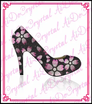 Aidocrystal flower pattern new style italian shoes crystal high heels