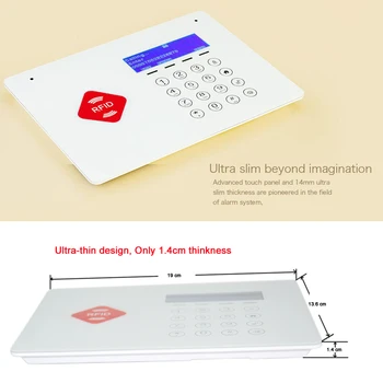 Touch screen keyboard GSM alarm system with andriod IOS app control Ultra-thin design