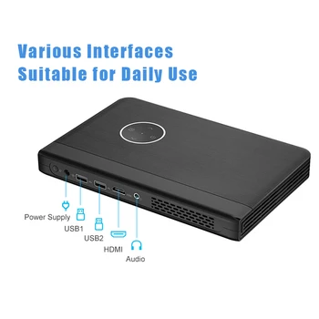 Mini Pico Portable HD Projector Windows 10 System 1080P Video Projector Wireless Bluetooth Wifi USB HDMI 10000mAh Battery