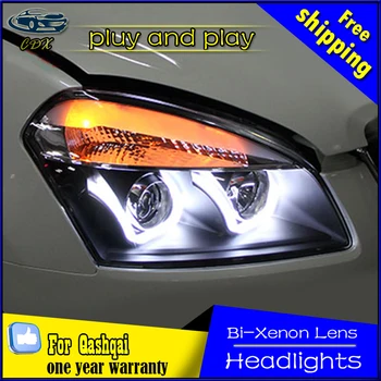 Car Styling for Nissan Qashqai Headlights 2009-Qashqai LED Headlight Signal LED DRL Bi Xenon Lens High Low Beam Parking
