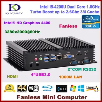 Fanless PC desktop Intel Core i3 4010U/i3 5005U/ i5 4200U dual core Intel HD Graphics HDMI WIFI VGA 2*COM rs232 mini PC