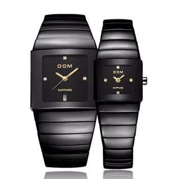 DOM Men Women Lovers Watch Fashionable Couple Tungsten Steel Vintage Design Quartz Wrist Watch Birthday Gift men watches