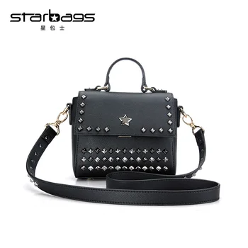 Starbags black rivet mini handbags ladies shoulder messenger bags women crossbody bag 2017 fashion
