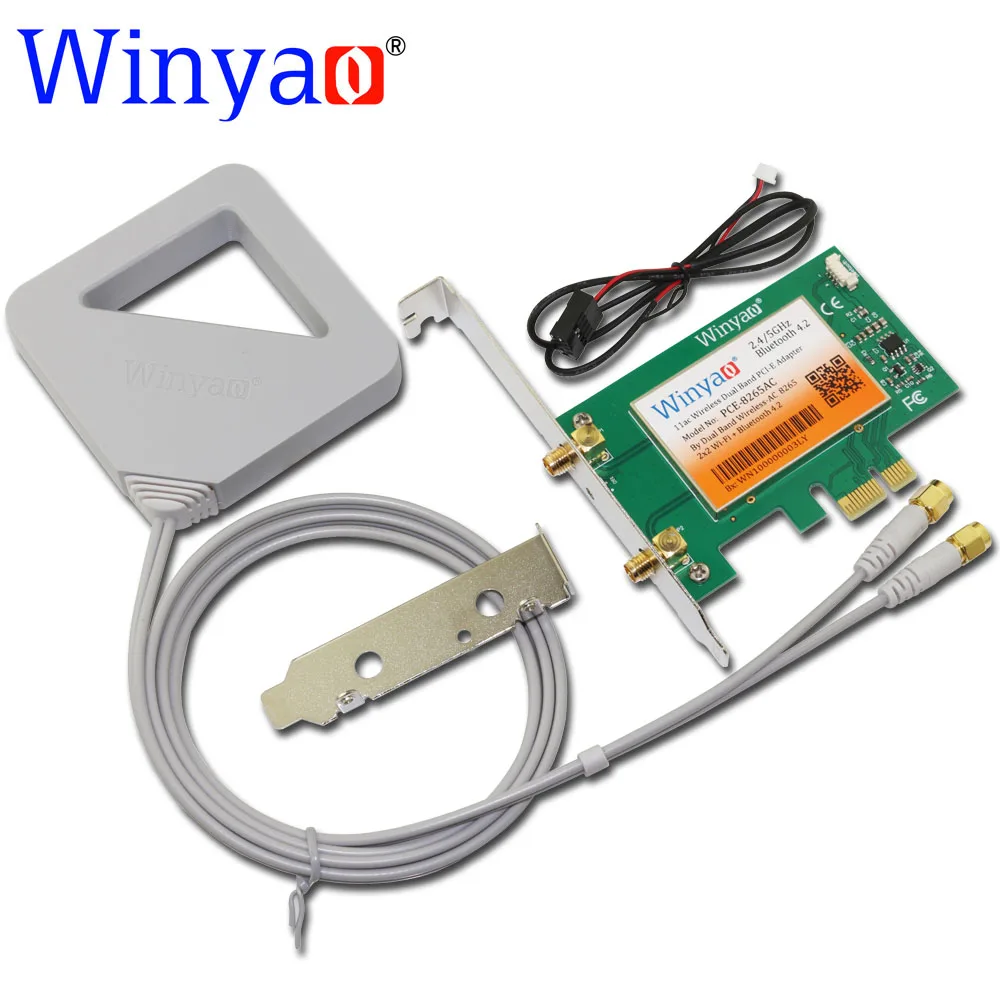 Winyao PCE-8265AC Dual Band Desktop PCI-E WiFi Card Adapter 867M 802.11AC for Intel Wireless-AC 8265NGW 8265AC Bluetooth 4.2