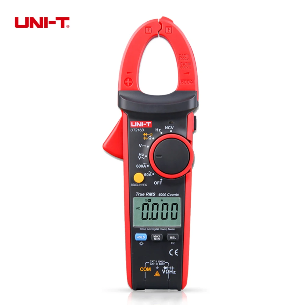 UNI-T UT216B LCD Display 600A True RMS Digital Clamp Meters Auto Range w/ NCV V.F.C. & Frequency Current Clamp Tester Multimetro