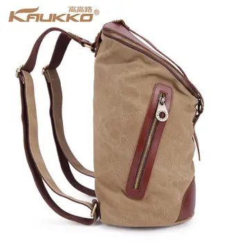 KAUKKO Canvas Backpack Mochila for 14 inch Laptop Men Women Cylindrical Shaped School Bag Vintage Casual Daypacks ZP11
