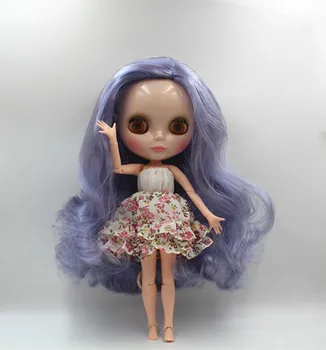 Blygirl Blyth doll Purple wave curls doll NO.005BL3854 joint body 19 joints normal skin
