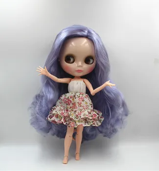 Blygirl Blyth doll Purple wave curls doll NO.005BL3854 joint body 19 joints normal skin