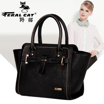 FERAL CAT Women Bag Fashion Handbags Famous Designer Brand Tote Red Grey Black Handbags With Handle Wide Mouth 3023