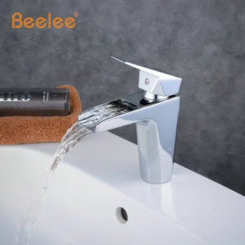 Beelee China Waterfall Sink Faucet Chrome Single Handle Single Hole Mixer Bathroom Taps Widespread Basin Faucets BL0557
