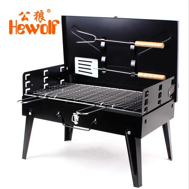 Outdoor Portable Folding Stove BBQ Grill Box Outdoor Camping Hiking BBQ Charcoal Burn Oven Stove 44*26*22cm Outdoor Stove