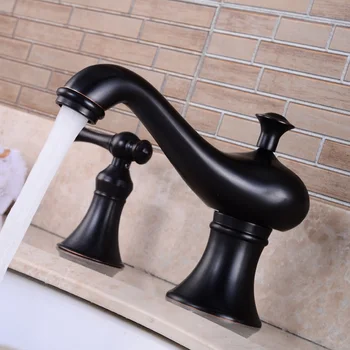 BAKALA Luxury 3 pcs Set Faucet Bathroom Mixer Deck Mounted Sink Tap Basin Faucet Set Chrome/Black/Nickel Finish Mixer Tap Faucet