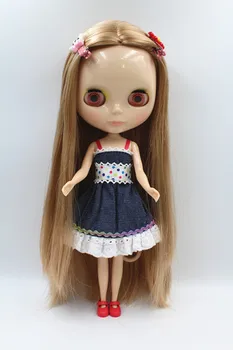 Blygirl Blyth doll Gold straight hair doll NO.15ABL350 ordinary body 7 joints body skin white